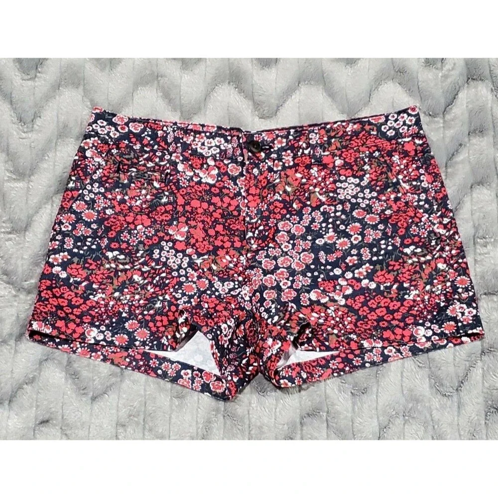 Gap Womens Size 4 R Orange Red Flowers Floral Walking Shorts